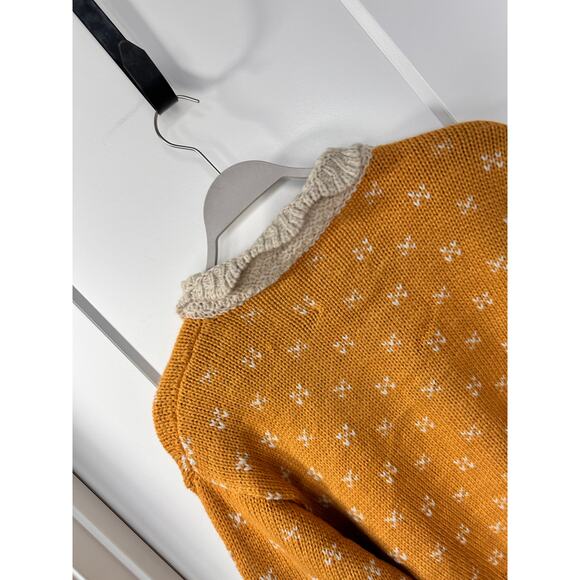 &Merci Womens Doll Collar Knit Button-Up Cardigan Sweater Yellow Cream SZ Medium - Picture 8 of 13